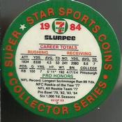 1984 7-Eleven Super Star Sports Coins: East Region #XII D Tony Dorsett Back