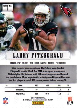 2012 Panini Prizm #1 Larry Fitzgerald Back