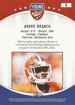 2012 Leaf Young Stars #6 Andre Branch Back