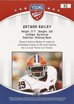 2012 Leaf Young Stars #92 Antwon Bailey Back