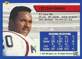 1991 All World CFL #14 Chris Skinner Back