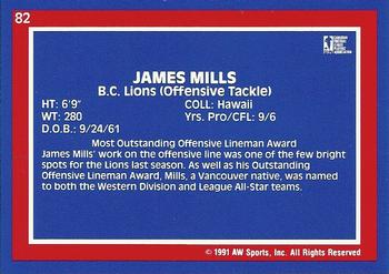 1991 All World CFL #82 James Mills Back