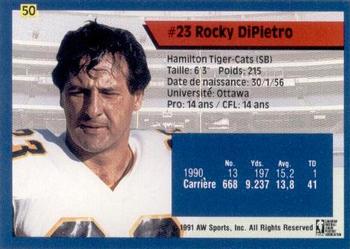 1991 All World CFL French #50 Rocky DiPietro Back