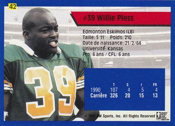 1991 All World CFL French #42 Willie Pless Back