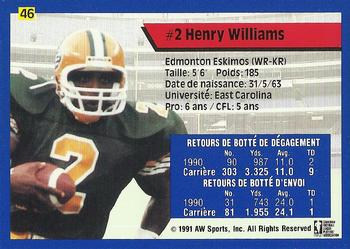 1991 All World CFL French #46 Henry Williams Back