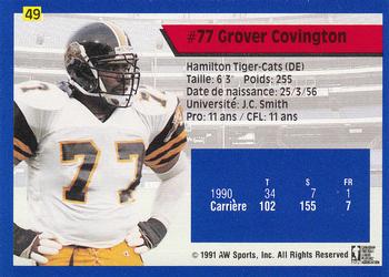 1991 All World CFL French #49 Grover Covington Back