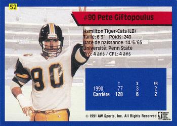 1991 All World CFL French #52 Pete Giftopoulos Back