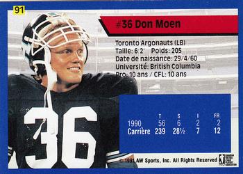 1991 All World CFL French #91 Don Moen Back