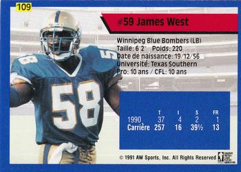 1991 All World CFL French #109 James West Back
