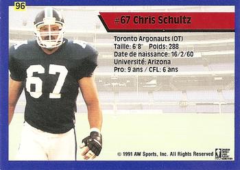 1991 All World CFL French #96 Chris Schultz Back