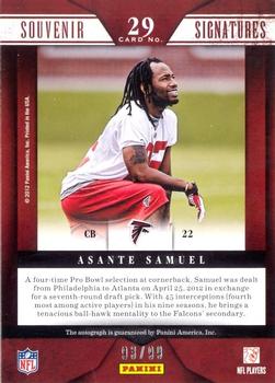 2012 Panini Momentum - Souvenir Signatures #29 Asante Samuel Back