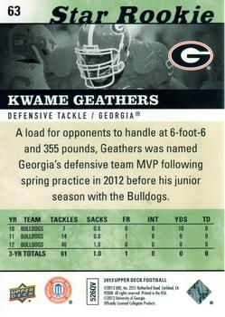 2013 Upper Deck #63 Kwame Geathers Back