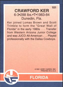 1991 Hoby Stars of the SEC #101 Crawford Ker Back