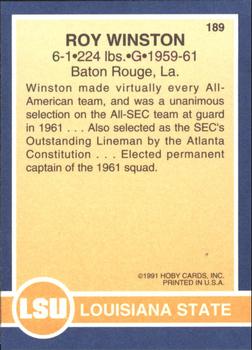 1991 Hoby Stars of the SEC #189 Roy Winston Back
