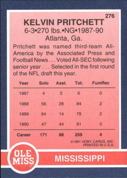 1991 Hoby Stars of the SEC #276 Kelvin Pritchett Back