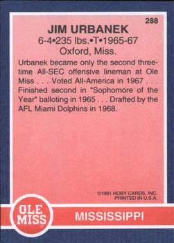 1991 Hoby Stars of the SEC #288 Jim Urbanek Back