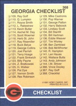 1991 Hoby Stars of the SEC #368 Georgia Checklist Back
