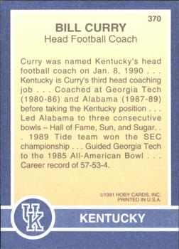 1991 Hoby Stars of the SEC #370 Bill Curry Back