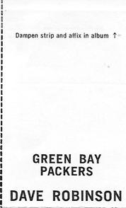 1969 Glendale Stamps #NNO Dave Robinson Back
