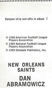 1969 Glendale Stamps #NNO Dan Abramowicz Back