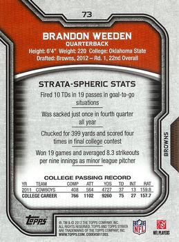 2012 Topps Strata (Hobby) - Gold #73 Brandon Weeden Back
