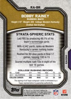 2012 Topps Strata (Hobby) - Rookie Autographs #RA-BR Bobby Rainey Back