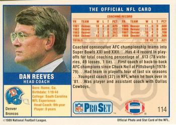 1989-90 Pro Set Super Bowl XXIV Binder #114 Dan Reeves Back