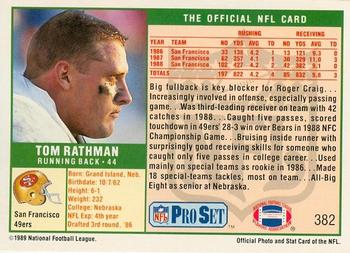 1989-90 Pro Set Super Bowl XXIV Binder #382 Tom Rathman Back