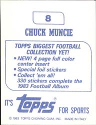 1983 Topps Stickers #8 Chuck Muncie Back