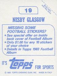 1983 Topps Stickers #19 Nesby Glasgow Back