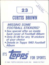 1983 Topps Stickers #23 Curtis Brown Back