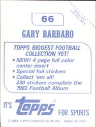 1983 Topps Stickers #66 Gary Barbaro Back
