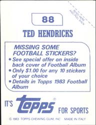 1983 Topps Stickers #88 Ted Hendricks Back