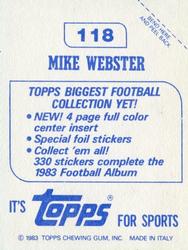 1983 Topps Stickers #118 Mike Webster Back