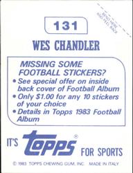 1983 Topps Stickers #131 Wes Chandler Back
