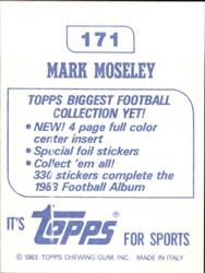 1983 Topps Stickers #171 Mark Moseley Back