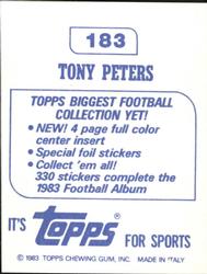 1983 Topps Stickers #183 Tony Peters Back