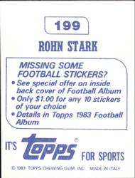 1983 Topps Stickers #199 Rohn Stark Back