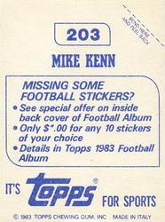 1983 Topps Stickers #203 Mike Kenn Back