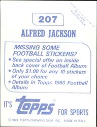 1983 Topps Stickers #207 Alfred Jackson Back