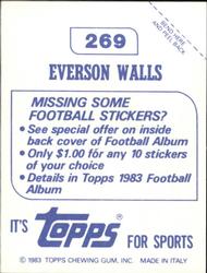 1983 Topps Stickers #269 Everson Walls Back