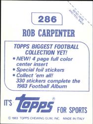 1983 Topps Stickers #286 Rob Carpenter Back