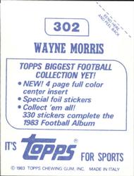 1983 Topps Stickers #302 Wayne Morris Back