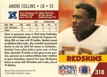 1991-92 Pro Set Super Bowl XXVI Binder #318 Andre Collins Back