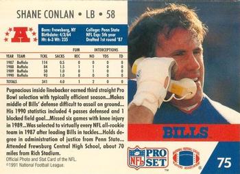 1991-92 Pro Set Super Bowl XXVI Binder #75 Shane Conlan Back