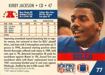 1991-92 Pro Set Super Bowl XXVI Binder #77 Kirby Jackson Back