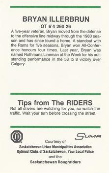 1983 Saskatchewan Roughriders Police #NNO Bryan Illerbrun  Back