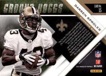 2012 Panini Absolute - Ground Hoggs #15 Darren Sproles Back