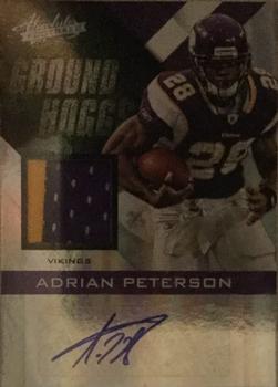 2012 Panini Absolute - Ground Hoggs Materials Autographs #12 Adrian Peterson Front