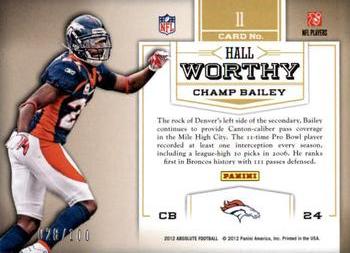 2012 Panini Absolute - Hall Worthy Spectrum #11 Champ Bailey Back